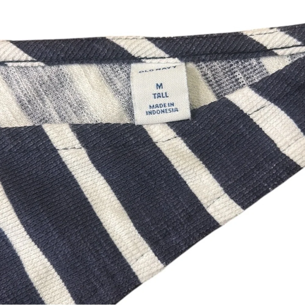 Old Navy Cropped Wide Leg Sleeveless Navy Striped Knit Jumpsuit Medium Tall - Picture 5 of 14